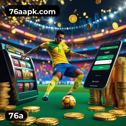 App 76a para iOS e Android — interface mobile, login biométrico e PIX integrado